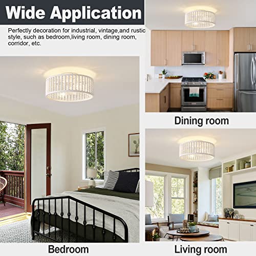 Liokoc Ceiling Fans with Lights and Remote, Caged Ceiling Fan with Handcrafted Beaded Décor 6 Speeds Reversible 19 inches Bulbs Included for Flush Mount Ceiling, Off-White - Image 6