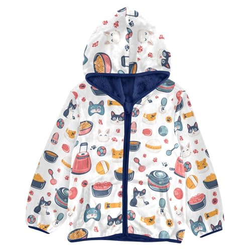 Cartoon Pet Food Girls Fleece Jacket Girls Fall Jacket Boys Coats Zip Up Hoodie Children Sherpa Warm Outerwear 2-10T