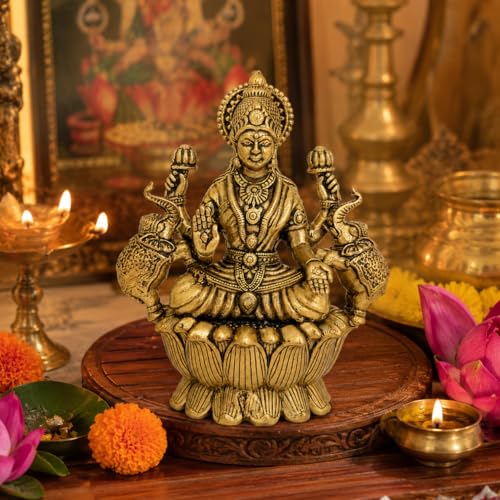 Estatua de Bronce Lakshmi BEXCO 3 pulgadas miniatura 3
