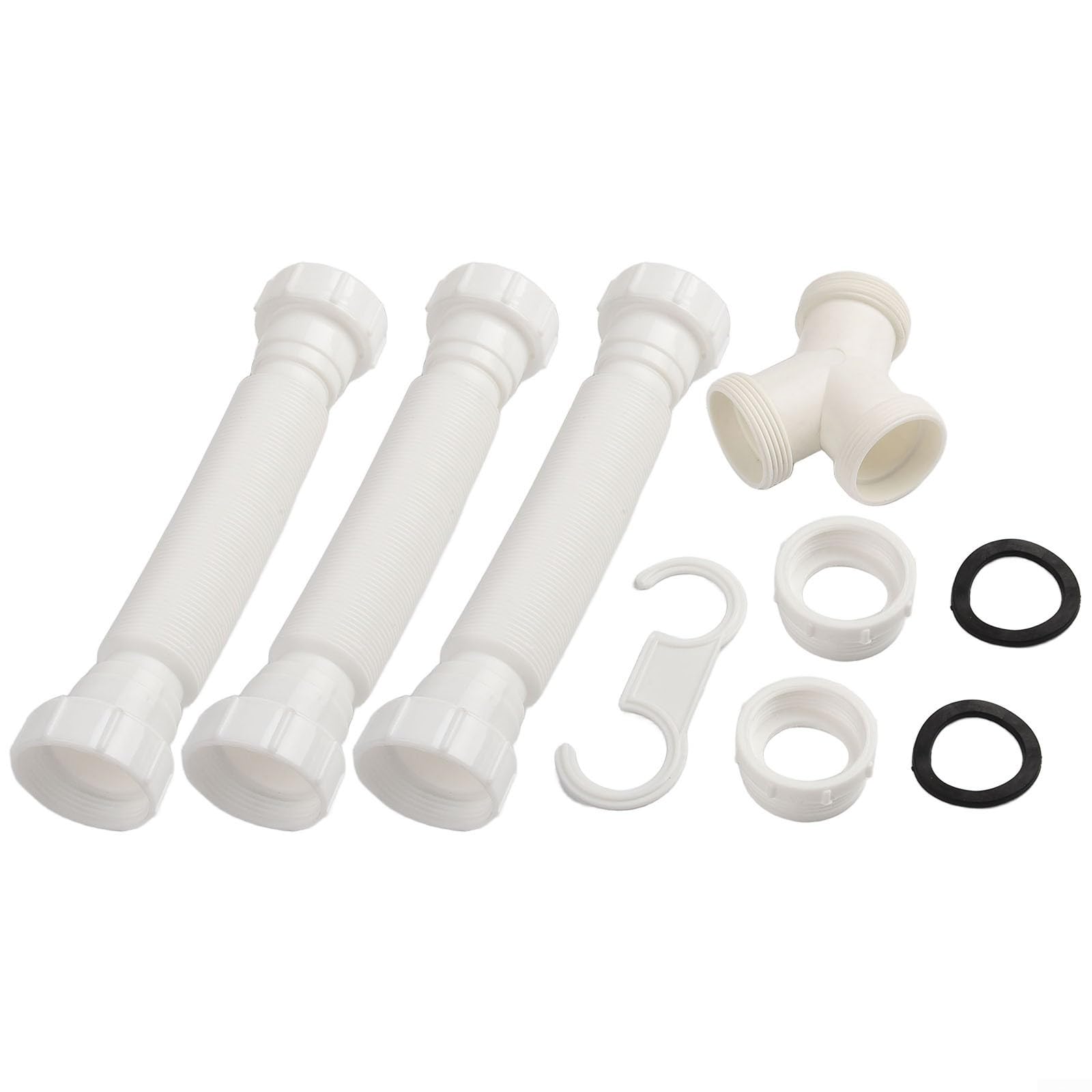 Besttoolifes Kit di scarico doppio per lavello, regolabile, 20-80 cm, flessibile, con adattatori G1-1/2 e G1-1/4, costruzione in PE per lavelli da bagno e cucina