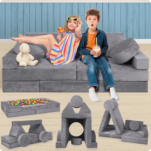 Lunix LX15 14pcs Modular Kids Play Couch, Child Sectional Sofa,