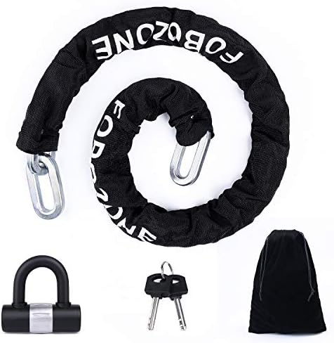 Heavy Duty Chain Lock, with U-Lock, Chain:120cm Length x 12mm Dia,Made of Manganese Steel, Non-Corrosive, Durable, Protector of Valuables