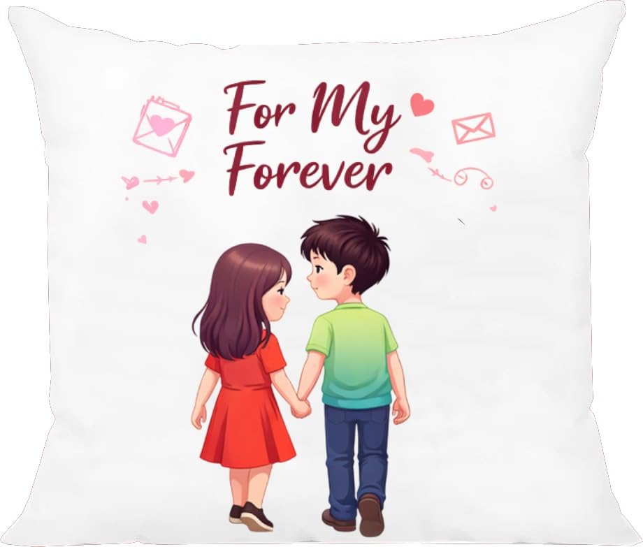 Image of Premium Happy Birthday Couple Cushion 16x16 Inch with Filler | Romantic Gift for Wife, Husband, Girlfriend & Boyfriend | Cute Love Design Birthday Pillow for Anniversary & Special Occasions