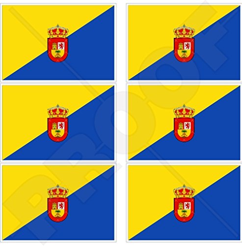 Stickersworld Gran Canaria Flag Canary Islands Spain, Islas Canarias, Spanish 40Mm (1,6") Mobile Cell Phone Vinyl Mini Stickers, Decals X6