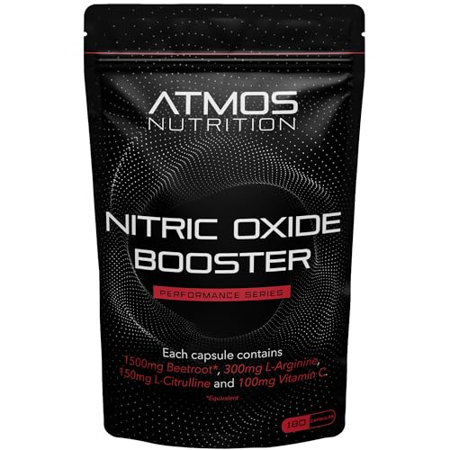 6 150mg Nitric Oxide Booster - 180 High Strength Tablets with L-Arginine L-Citrulline Beetroot and Vitamin C - Blood Flow Energy Performance Supplement for Gym Powerlifting and Bodybuilding