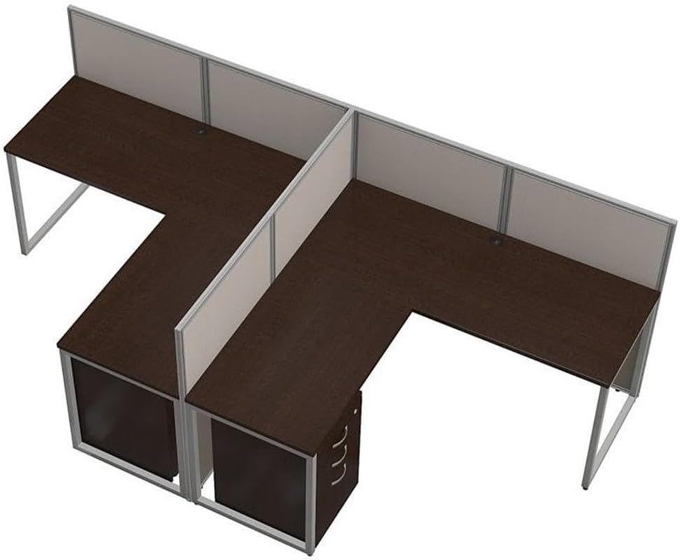 Bush Business Furniture Double Cubicle Desk with Filing Cabinets and Panels | Easy Office Collection 2 Person Table Workstation | 60Dx120Wx45H