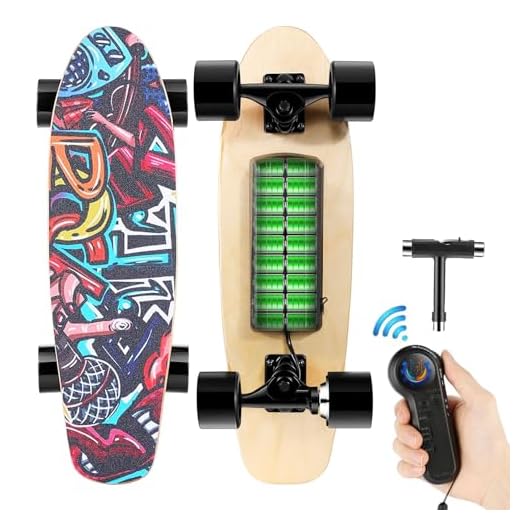 WOOKRAYS Electric Skateboard with Wireless Remote Control, 350W, Max 20KM/H 7 Layers Maple E-Skateboard, 3 Speed Adjustment for Adult, Teens, and Kids (Black)
