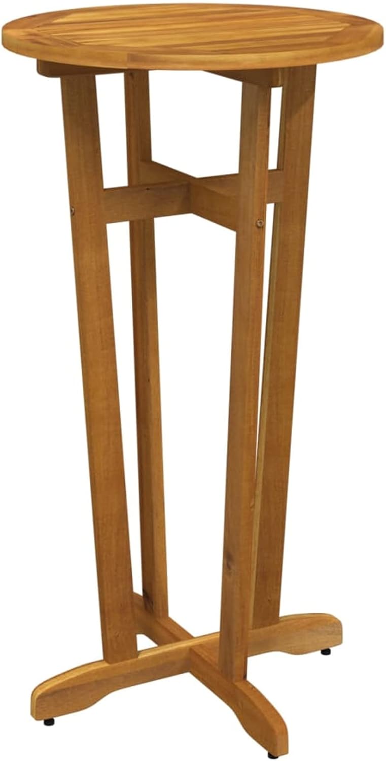 Tidyard Patio Bar Table with Slatted Tabletop, Acacia Wood
