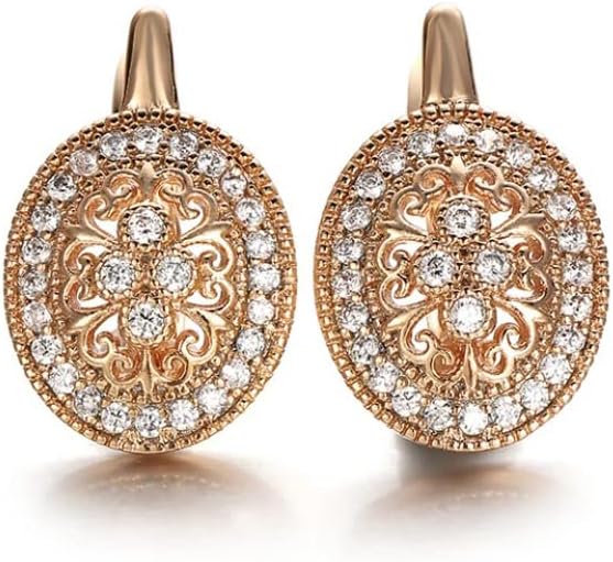 Shining Diva Fashion 18k Rose Gold Plated Latest Fancy Stylish Copper Zircon Bali Earrings for Women and Girls
