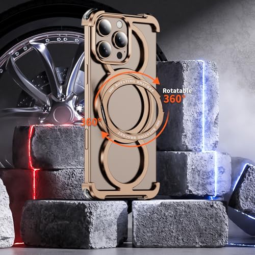 Coque iPhone 16 Pro Max sans cadre noire avec support rotatif 360 - 3