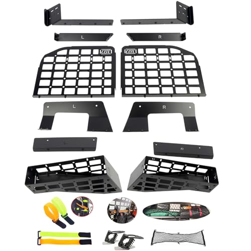 ITrims Trunk Organizer for Jeep Wrangler JK 4 2007-2017 Car Accessories Interior Luggage Carrier Modular Storage Panel Shelf Rear Cargo Rack Basket Hanging Boards Kit Aluminum Alloy (Side+Storage Box)