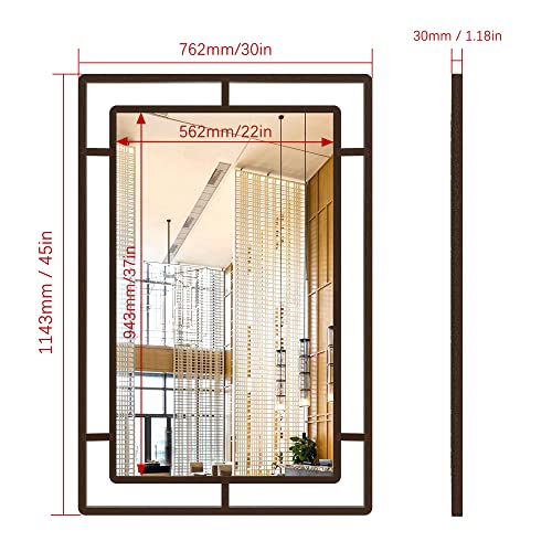 Anyhi 45'' X 30'' Decorative Wall Mirror, Metal Frame Rectangle Farmhouse Mirror For Entryway Living Room Bedroom, Rust Color #TOP2