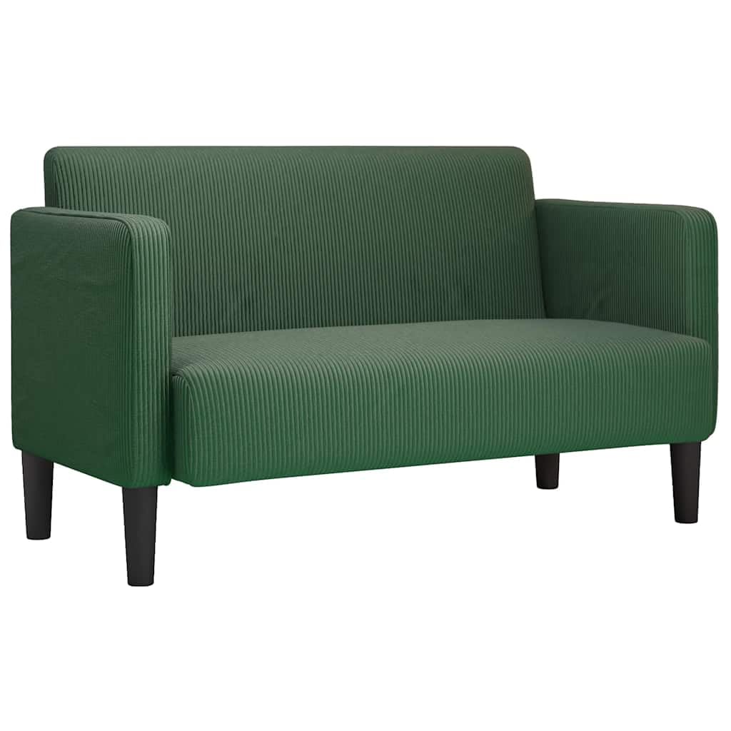 Canapé 2 Places, Causeuse de Salon Fauteuil Sofa 2 Places Causeuse Vert foncé 124 x 68 x 74,5 cm Tissu Velours côtelé