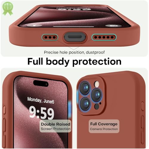 Image of LOVE 3000 Designed for iPhone 15 Pro Max Case, Premium Silicone with [Soft Anti-Scratch Microfiber Lining] Shockproof Protective Phone Case for Men Women Girls 6.7 inch, Caramel