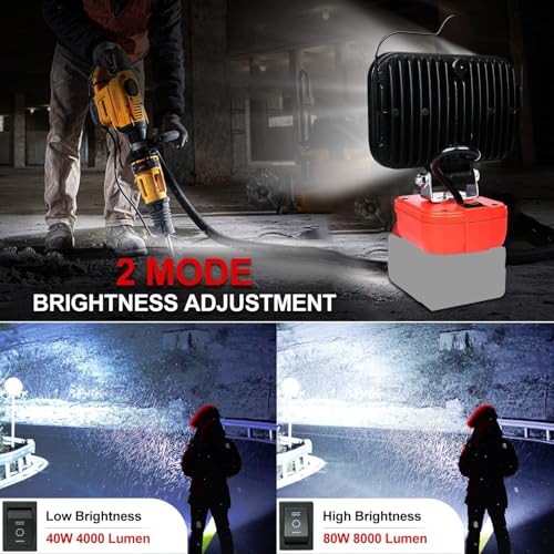 Image of Cordless LED Work Light for Milwaukee 18v Battery,80W Portable Flood Light with USB and Type C Charger Ports for Camping Emergency Workshop(No Battery)