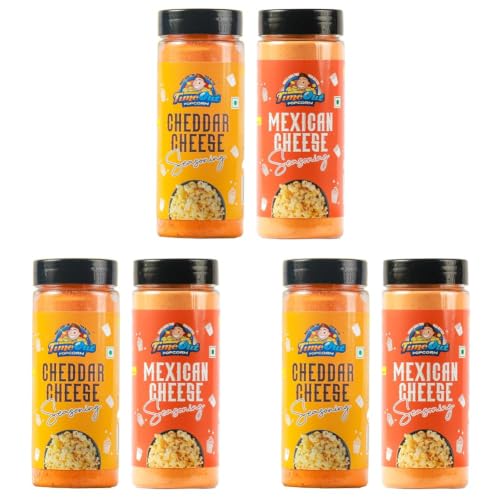 Image of TimeOut Popcorn Cheddar Cheese + Mexican Cheese Seasoning | Multi-Purpose Seasoning |Popcorn & Snack Flavoring |Pack of 6,100g Each |