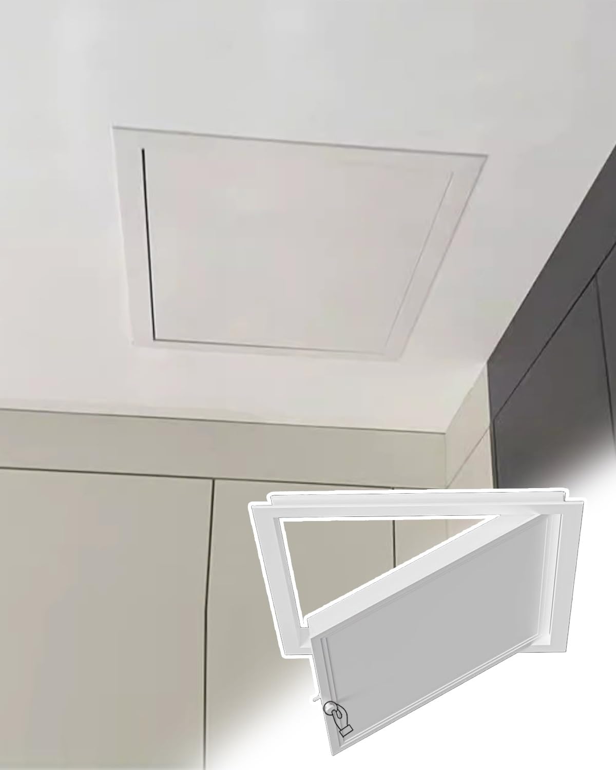 ENHEN White Pull Open Attic Access Door Latch Ceiling 22 X 22, 22 X 30, 22 X 36, Concealed Spring Loaded Access Panel 10x10 12x12 14x14 16x16 24x24(
