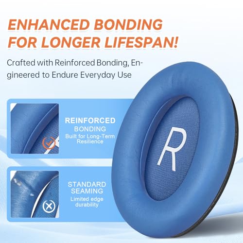 Image of Aurivor Replacement Ear Pads for Bose QuietComfort 45 35 ii (QC45 QC35) Headphones, Earpads Cushions for QC SE SC & New Quiet Comfort (Deep Bass), with Softer Foam & Protein Leather (Blue Dusk)