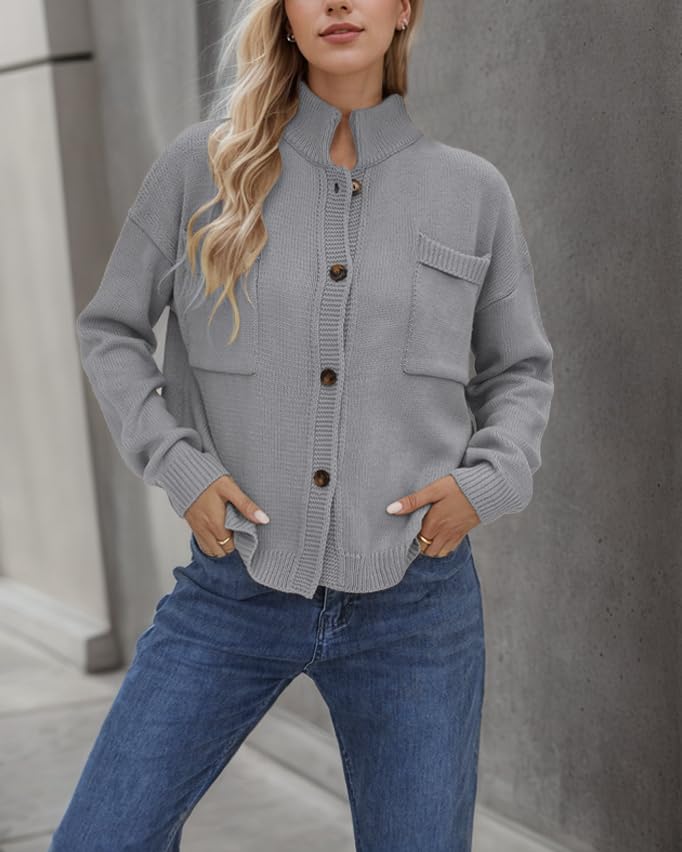 Image of Sumleno Long Sleeve Cardigan Sweaters for Women Button Down Tops Vintage Grandpa Aesthetic Grunge Fall Winter Outfits
