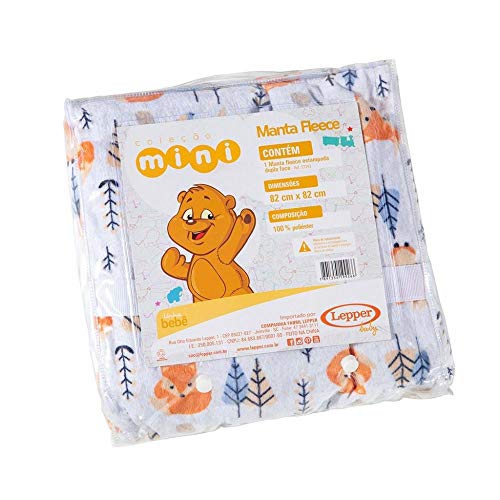Manta para Bebê Estampa Raposa Azul Fleece Dupla Face Lepper