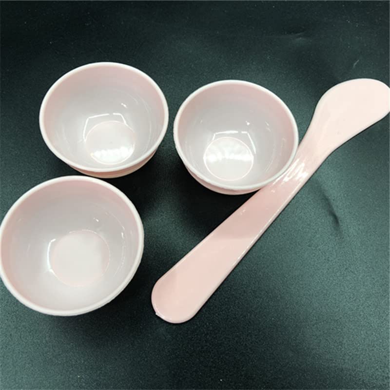 lasenersm 3 Pieces Mini Plastic Facial Mask Mixing Bowl with Stirring Spatula Facemask Bowl Mud Mask Mixing Bowl DIY Skin Care Mixing Tool Kit for Lady Women Home Beauty Salon Use, Pink image 3