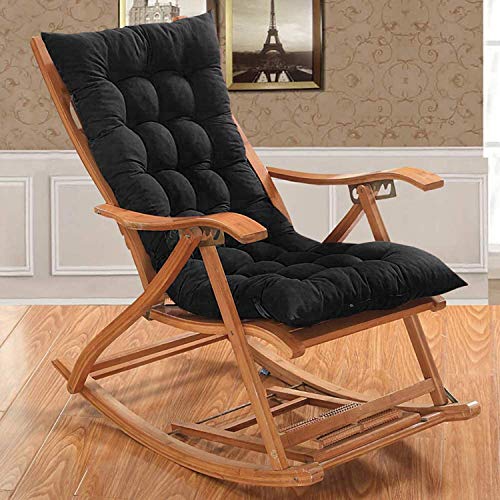 Image of Pum Pum Super Comfy Long Rocking Chair Cushion /Bench Back Seat Pad - Cotton, Handmade Quilts,(18X48 Inch,Black)