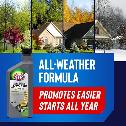 STP Premium Small Engine 4 Cycle Oil Formula, SAE10W-30 Small Engine Oil Engine Care Formula Reduces Wear for Lawnmower, Push Mower, Tractor, 32 Oz, STP