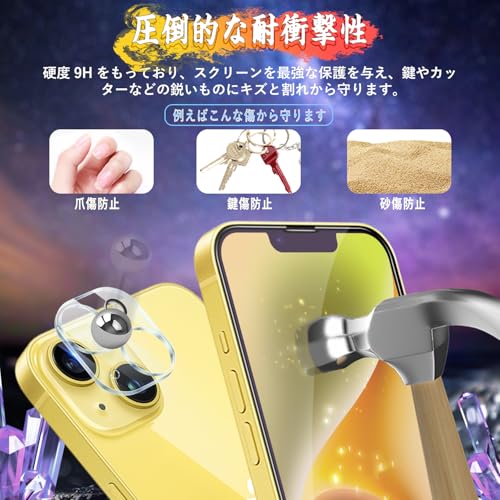 Image of Compatible iPhone 14 Glass Film (1 piece) + iPhone 14 Camera Film (1 piece), Blue Light Reduction, Eye Fatigue, 9H Hardness, Full Protection, Automatic Adhesion, Anti-Bubbles, Anti-Fingerprints
