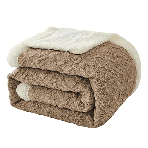 毛布 ダブル 二枚合わせ 掛け毛布 冬用 暖かい 発熱 柔らかい 肌触りが良い マイクロファイバー 洗える 保温 抗菌 防臭 防ダニ 北欧風 寒さ対策 静電防止 (180×200cm, ブラウン)
