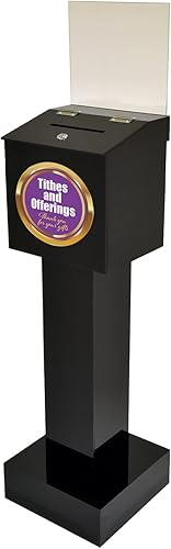 Miniatura 9 de Kingdom - Caja de sugerencias de pie con candado, caja de colección de acrílico con área de exhibición grande extraíble, ideal para donaciones,