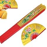 Fold Hand Fan Tai Chi Fan, Traditional Chinese Bamboo Fan Kung Fu Martial Arts Silk Fan Right Hand Wushu Dance Practice Training Fan(Gold)