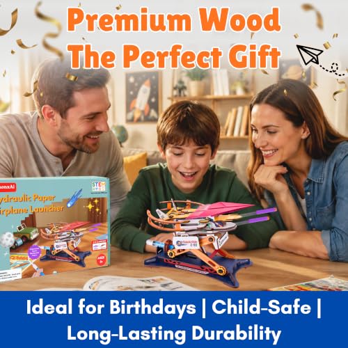 Image of 2-in-1 Hydraulic Paper Airplane & Dart Launcher 3D Wooden Puzzle