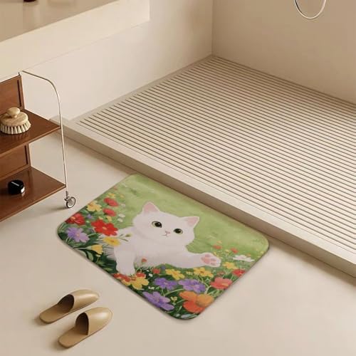 Tapetes de baño superabsorbentes y esponjosos con patrón de gato 7