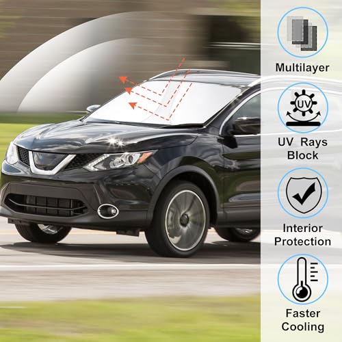 Image of Windshield Sun Shade Custom Fit for 2017-2024 Nissan Rogue Sport (Not for Rogue) Accessories Foldable Sunshade Sun Blocker Protect Car from Sun Rays & Heat Damage Keep Car Cooler