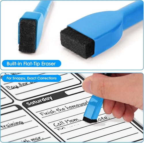 maxtek Magnetic Whiteboard Pens Markers, 12 Colours Fine Tip White Board Markers Erasable with Eraser for Kids, Low Odour Thin Dry Wipe Pens (Pack of 12) - Image 4