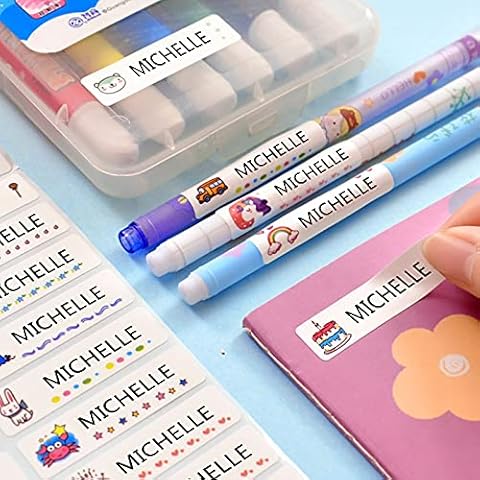 Name Stickers,Personalized Name Stickers for Kids, Custom Name Stickers Name Labels for Water Bottles,Baby Bottle Labels for Daycare,School, Waterproof Name Tags 48 Patterns 100/200/300Pieces Cover