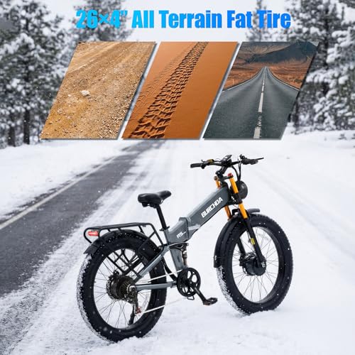 R5 PRO 5000W Peak AWD Dual Motor Electric Bike for Adults 48V 30Ah Battery Up to 90 Miles Long Range 40MPH Mountain E Bikes 26" Fat Tire Off-Road Full Suspension Electric Bicycle, Hydraulic Brakes — view 5