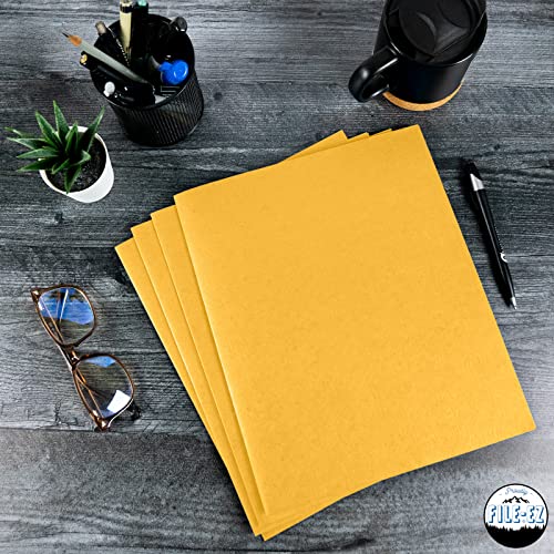 File-Ez Two-Pocket Folders, Yellow, 25-Pack, Textured Paper, Letter Size (Ez-32570) #TOP6
