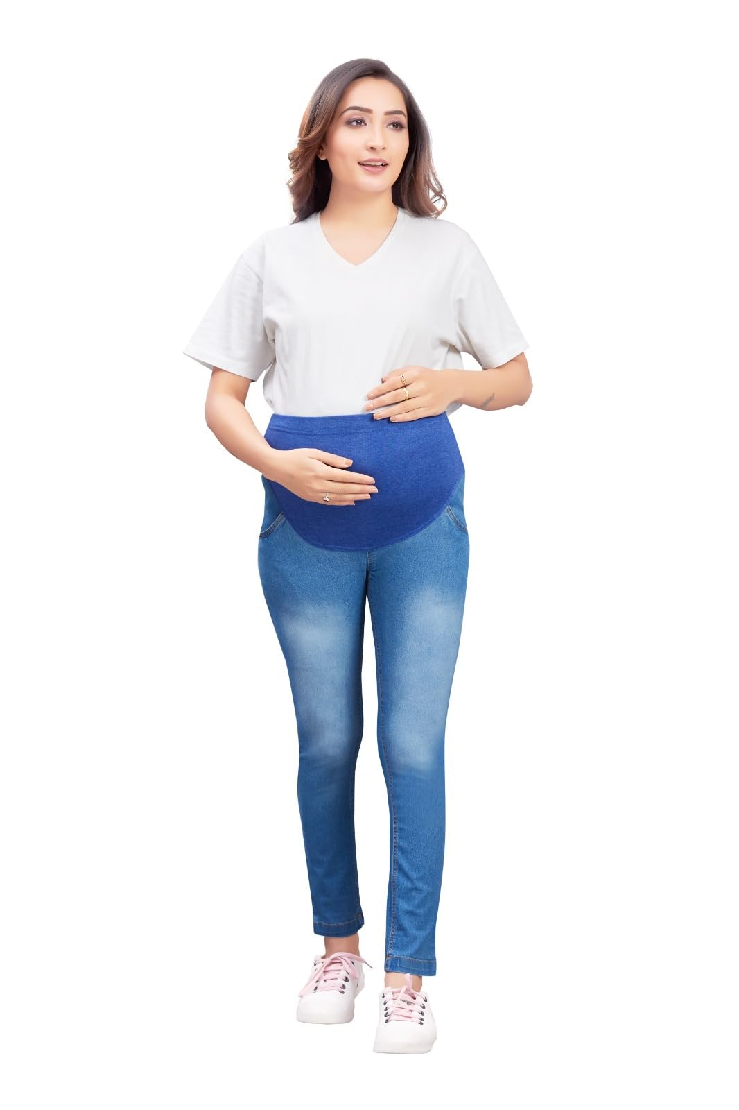 Mama & BebeMama and Bebe Womens Maternity Denim Pant, with Stretchable Fabric Best for Pregnant Ladies