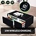 Gynsseh Smart Coffee Table with Built in Fridge, Modern Smart Refrigerator Table with Wireless Charger, USB & Type-C Port, Temperature Control, Power Socket, Ice Water Interface (LT90-Black)