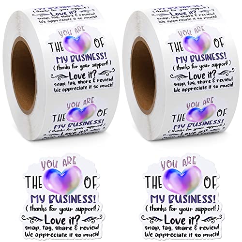 Eaasty 1000 Pieces 1.5'' Holographic Thank You Stickers Small Business You are The Heart of My Business Labels Mail Adhesive Stickers Eye Catching Packaging Seals for Orders Gift Bags Boxes Envelopes
