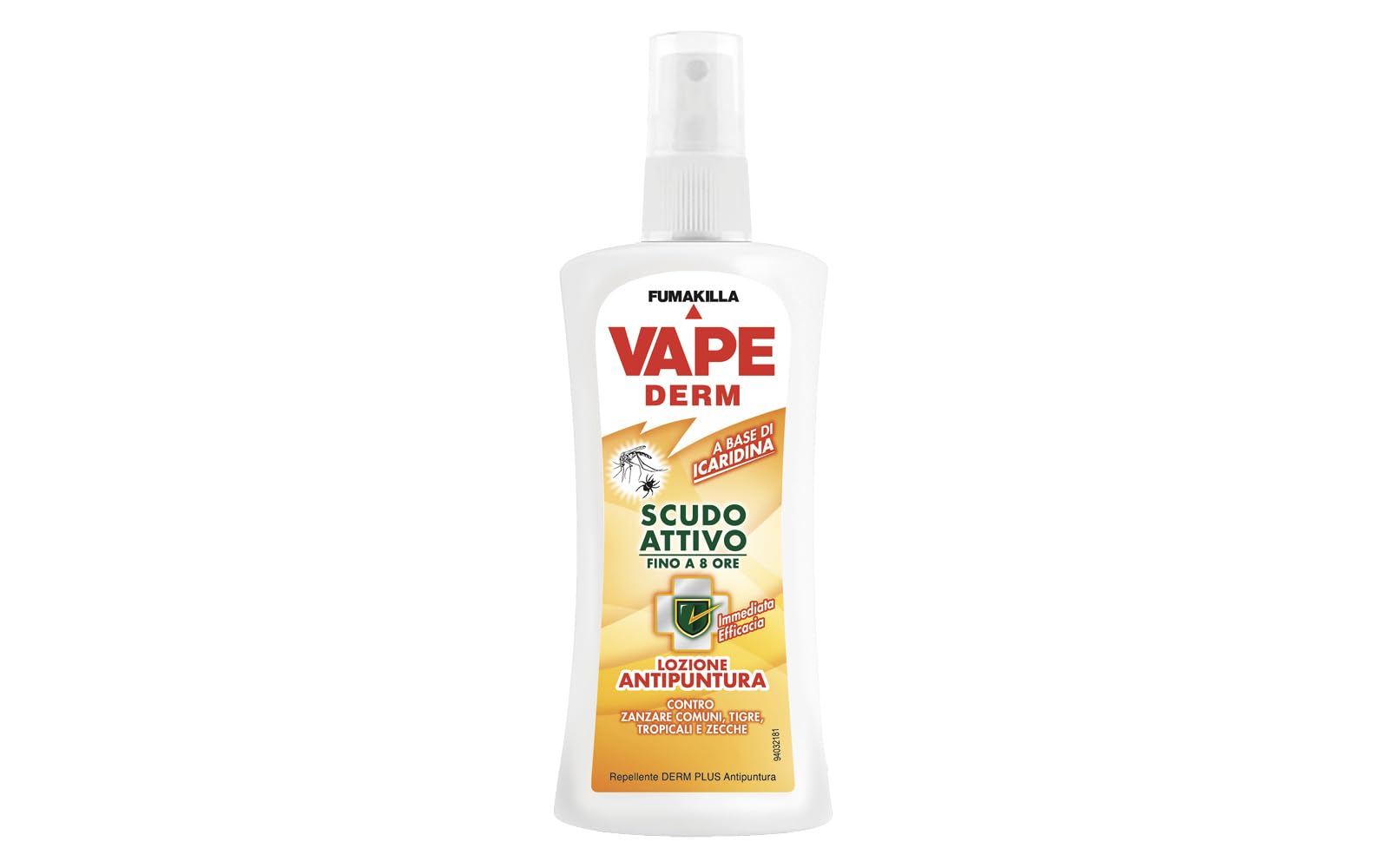 Vape Derm Lo Scudo Attivo Lozione Antipuntura, Repellente Zanzare, Protegge da Zanzara Comune, Tigre, Tropicale, Efficace a 8 Ore, 100 ml