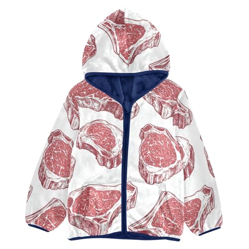Steaks Girls Fleece Jacket Girls Fall Jacket Girls Zip Up Hoodie Girls Sherpa Jacket 2-10T