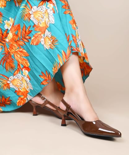 Image of JM LOOKS Elegant Pointed Toe Slingback Kitten Heels Fashionable Sandals for Modern Women
