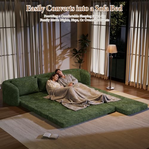 Image of Vesgantti 6 in 1 Convertible Folding Sofa Bed, Futon Sectional Couch, Green
