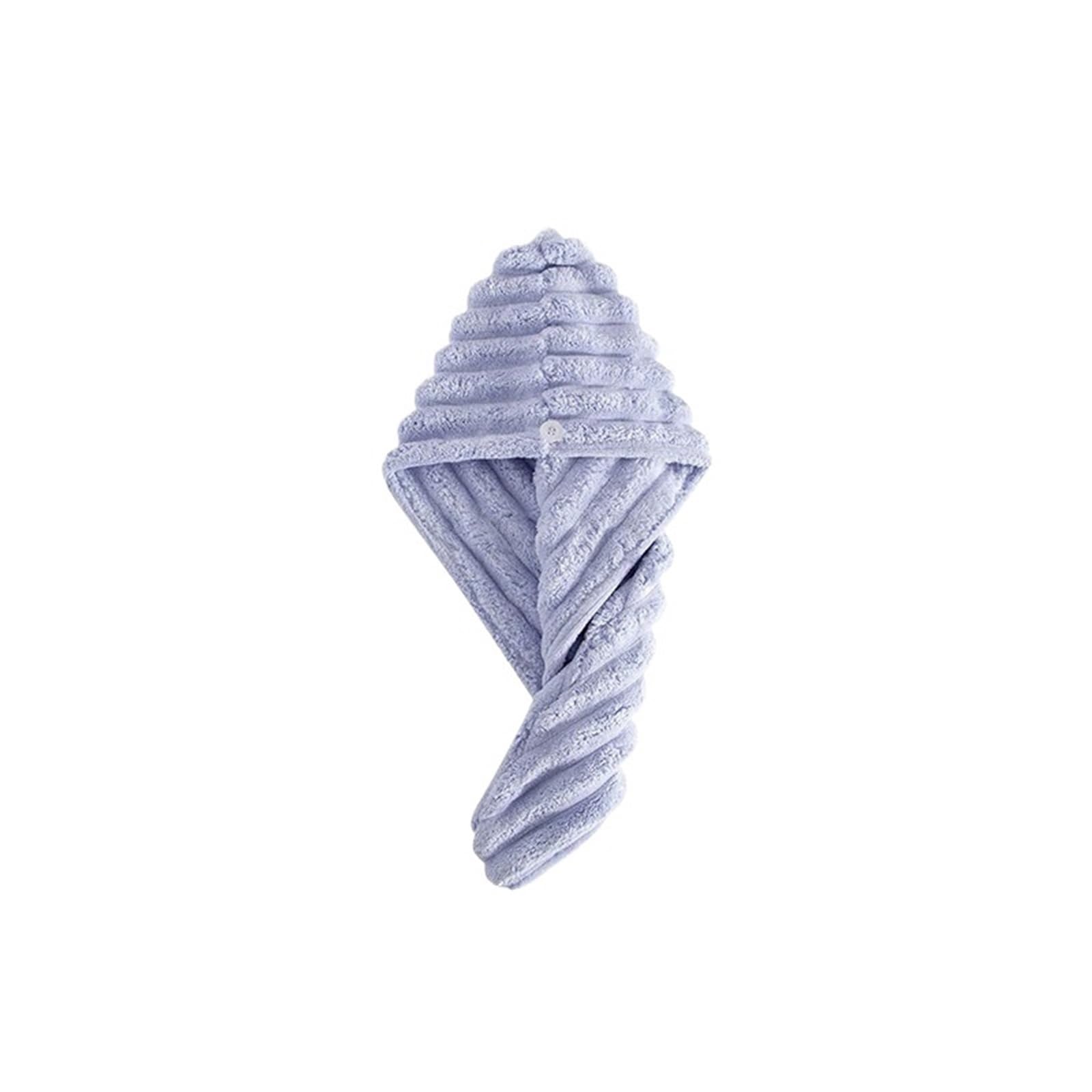 SUODEBYY Hair Towel Microfiber Quick-dry Hair Towel Cap With Button Super Absorption Bath Hat Fast Drying Wrap 65X25CM(GRAY)