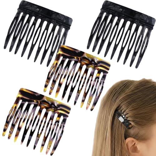 4 PCS French Hair Comb Clips for Women, Tortoise Shell