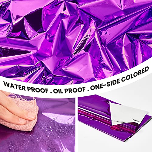 Image of PartyWoo Purple Foil Tablecloth, 3 Pack 54 x 108 Inch Rectangle Tablecloth, Foil Tablecloth for 6 to 8 Foot Table, Metallic Table Cover, Waterproof Table Cloth for Birthday, Wedding, Party