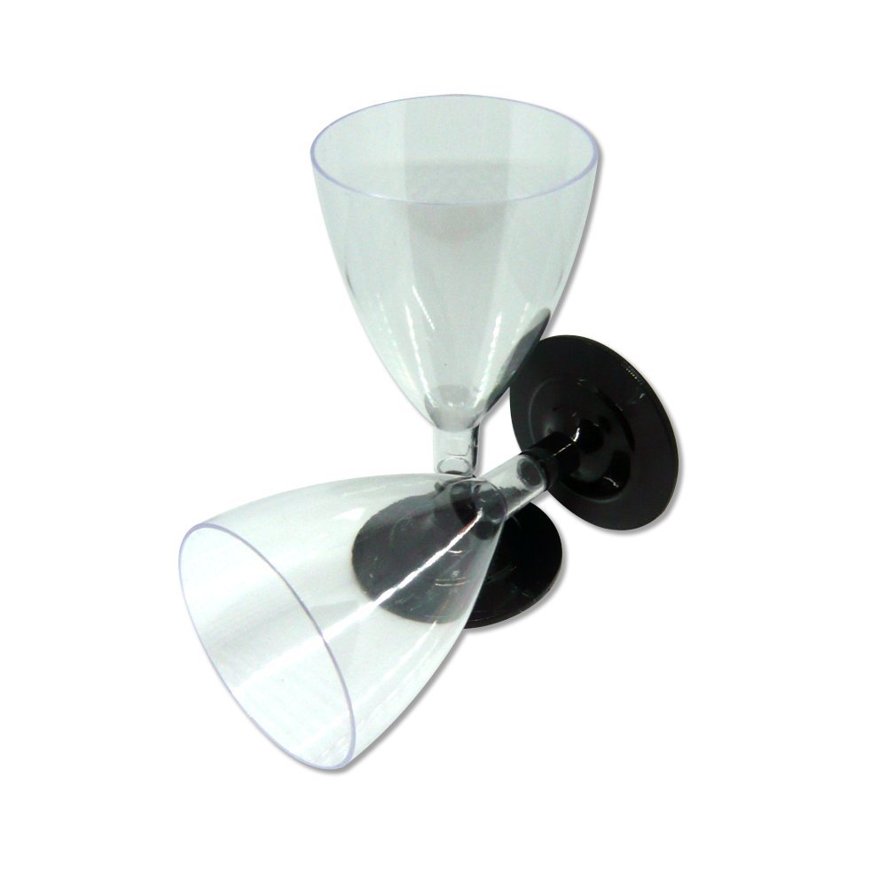 PZ 50 BICCHIERI PER PROSECCO CC 180 TRASPARENTI + PZ 50 BASE NERA BLACK CALICE PER VINO USA E GETTA