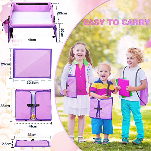 Kids Travel Tray, No-Drop Tablet Laptop Holder with Dry Erase Top for Toddler Lap Desk Organizes Snack Tray for Stroller Car Seat Backseat Activity Tray for Toddler and Child Road Trip and Airplane - Thumbnail 7